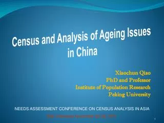Xiaochun Qiao PhD and Professor Institute of Population Research Peking University