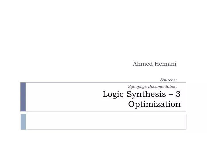 logic synthesis 3 optimization