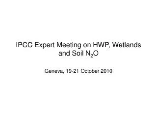 IPCC Expert Meeting on HWP, Wetlands and Soil N 2 O