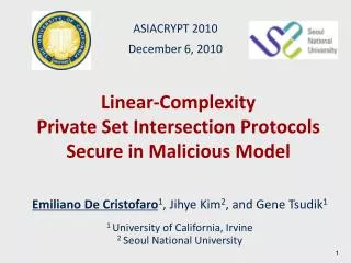 Linear-Complexity Private Set Intersection Protocols Secure in Malicious Model