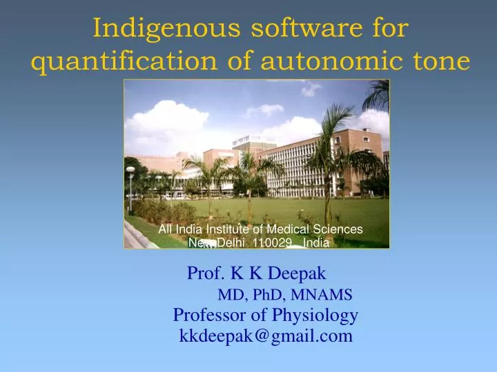 indigenous software for quantification of autonomic tone