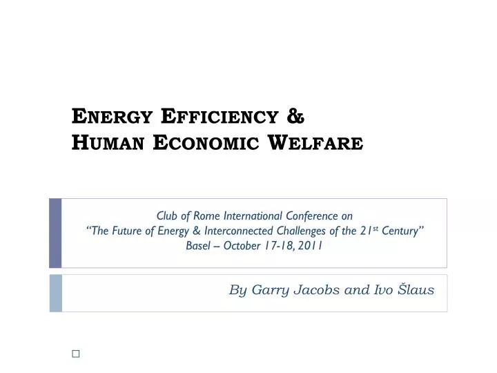 energy efficiency human economic welfare