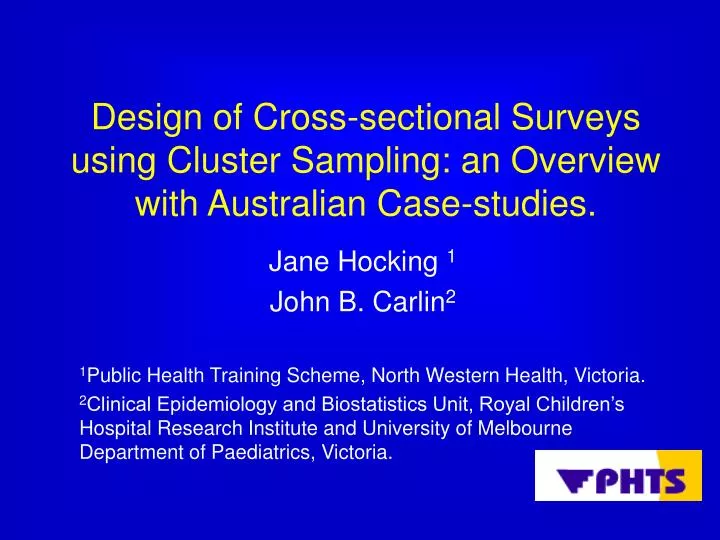 design of cross sectional surveys using cluster sampling an overview with australian case studies