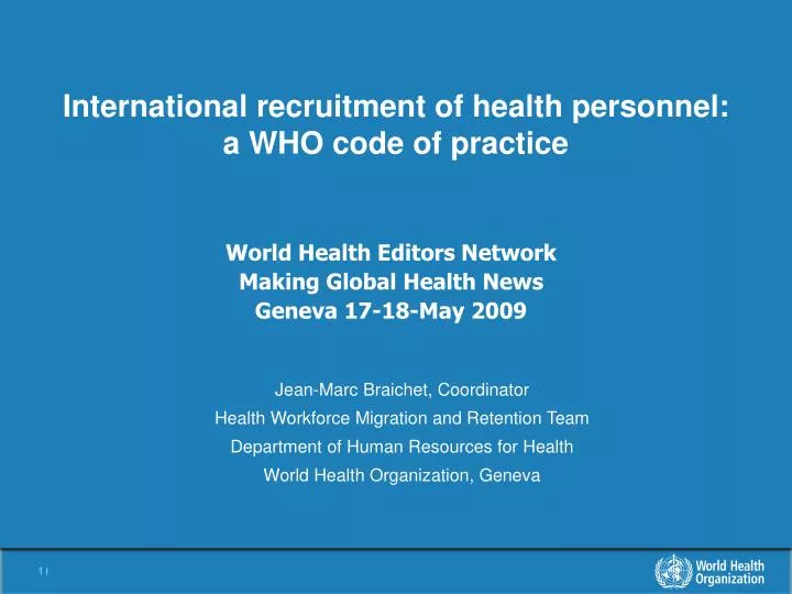 international recruitment of health personnel a who code of practice