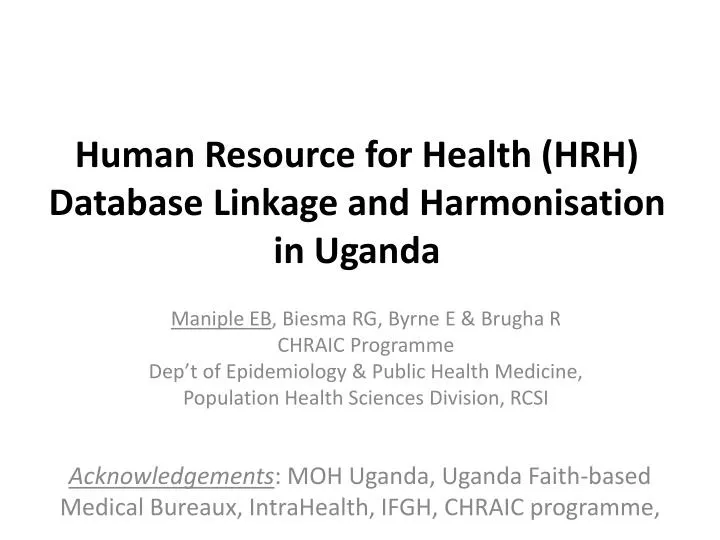 human resource for health hrh database linkage and harmonisation in uganda