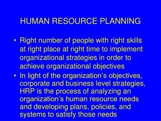 HUMAN RESOURCE PLANNING