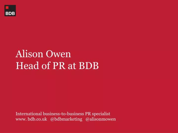 alison owen head of pr at bdb