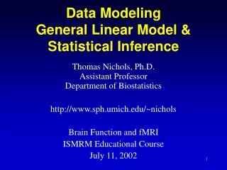 Data Modeling General Linear Model &amp; Statistical Inference