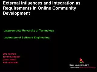External Influences and Integration as Requirements in Online Community Development