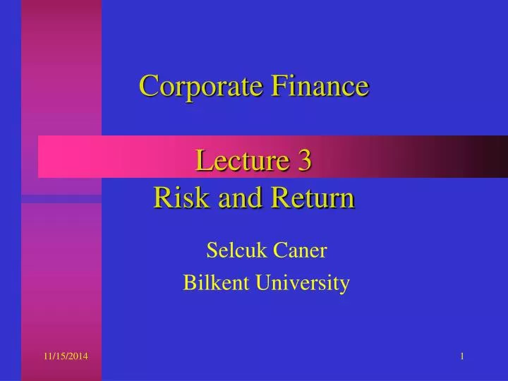 corporate finance lecture 3 risk and return
