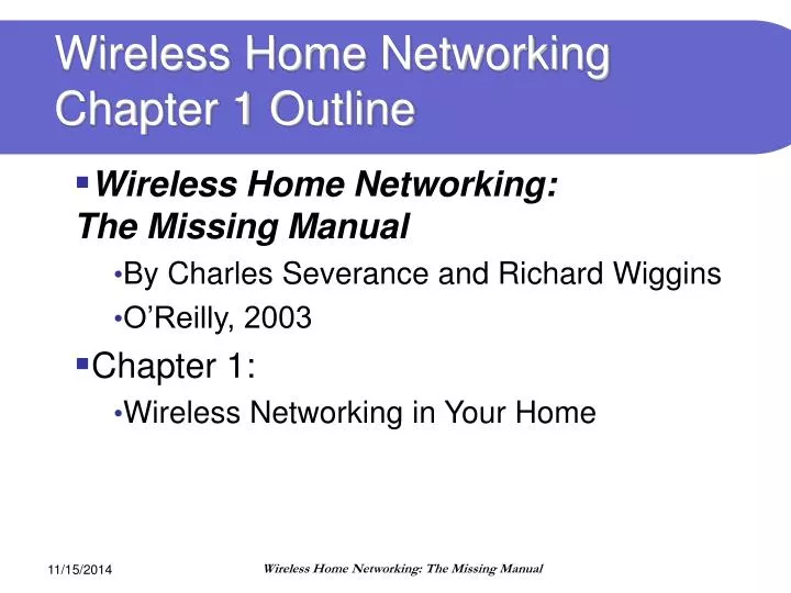 wireless home networking chapter 1 outline