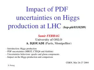 Impact of PDF uncertainties on Higgs production at LHC (hep-ph/0310209)