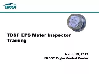 TDSP EPS Meter Inspector Training