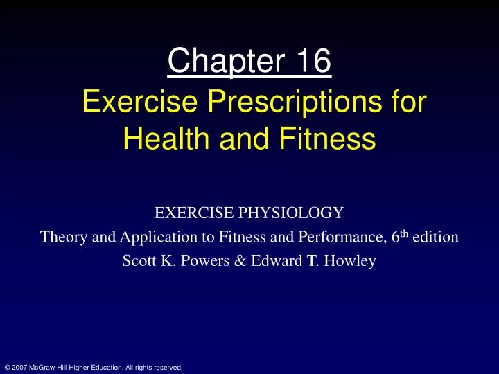 chapter 16 exercise prescriptions for health and fitness
