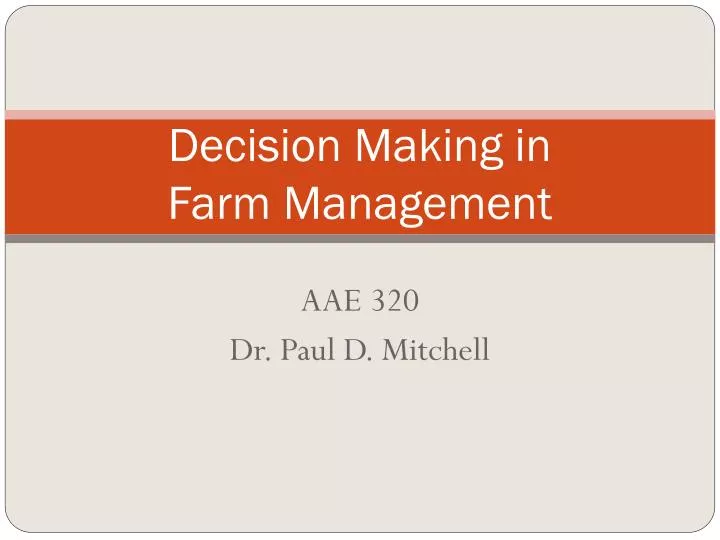 decision making in farm management