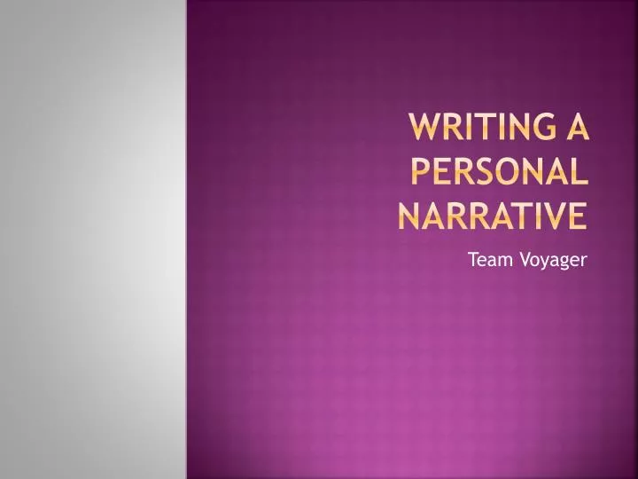 writing a personal narrative