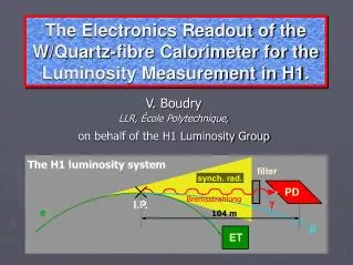 The Electronics Readout of the W/Quartz-fibre Calorimeter for the Luminosity Measurement in H1 .