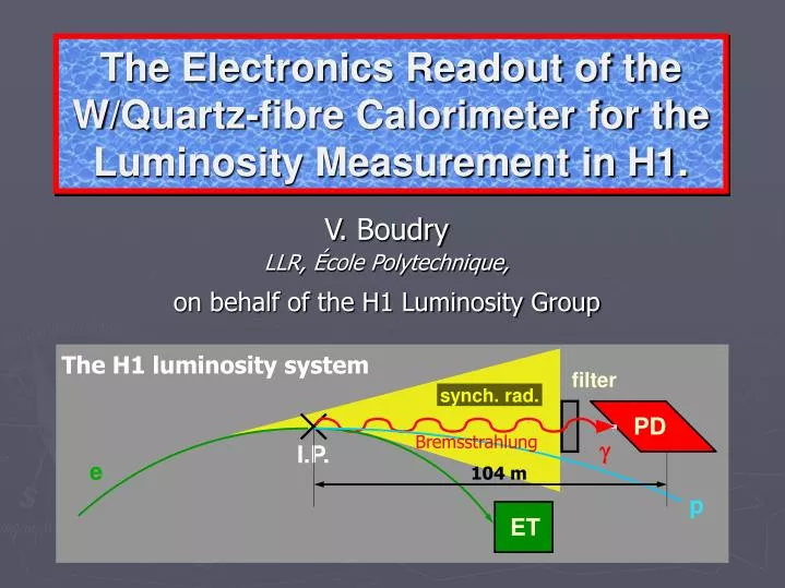 the electronics readout of the w quartz fibre calorimeter for the luminosity measurement in h1