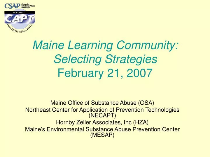 maine learning community selecting strategies february 21 2007
