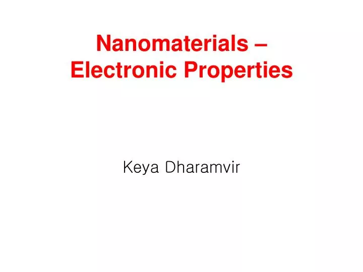 nanomaterials electronic properties
