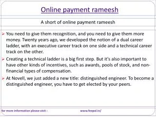 Facts about Online payment rameesh in India