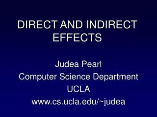 Judea Pearl Computer Science Department UCLA cs.ucla/~judea