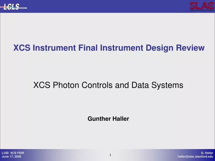 xcs photon controls and data systems gunther haller