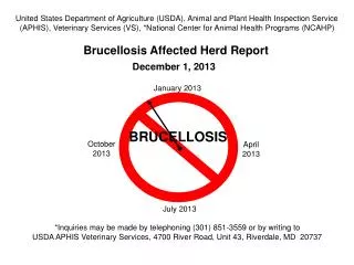 Brucellosis Affected Herd Report