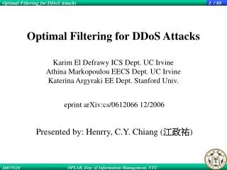 eprint arXiv:cs/0612066 12/2006 Presented by: Henrry, C.Y. Chiang ( ??? )