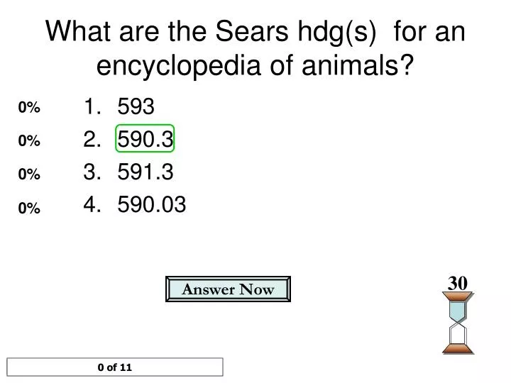 what are the sears hdg s for an encyclopedia of animals