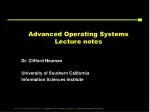 Advanced Operating Systems Lecture notes - slide 1