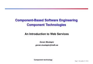 Component-Based Software Engineering Component Technologies