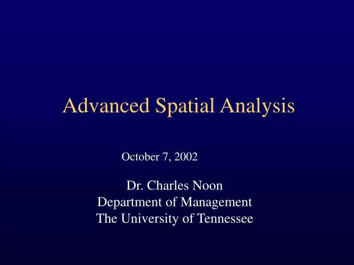 advanced spatial analysis