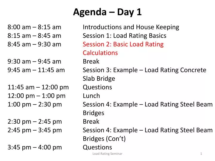 agenda day 1