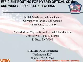 EFFICIENT ROUTING FOR HYBRID OPTICAL-CDMA AND WDM ALL-OPTICAL NETWORKS
