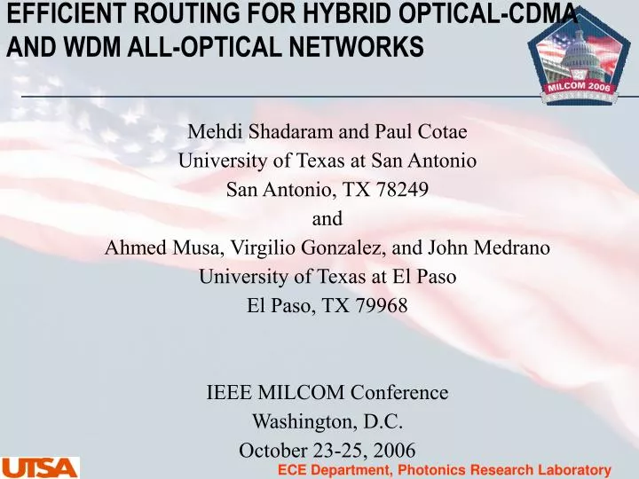 efficient routing for hybrid optical cdma and wdm all optical networks