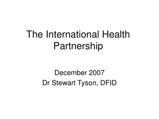 The International Health Partnership
