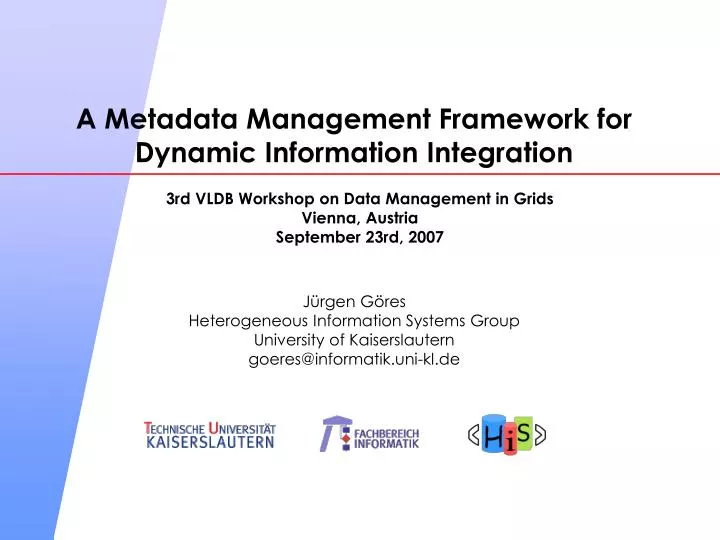 a metadata management framework for dynamic information integration