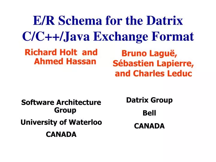 e r schema for the datrix c c java exchange format