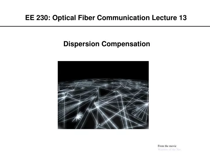 ee 230 optical fiber communication lecture 13