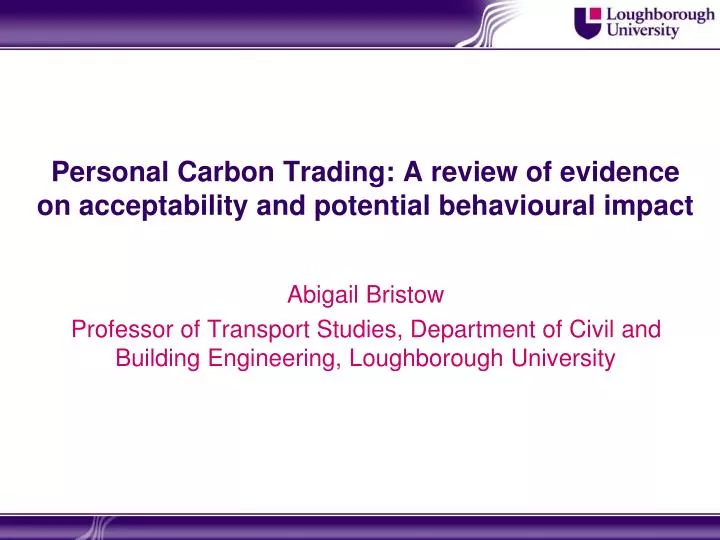 personal carbon trading a review of evidence on acceptability and potential behavioural impact