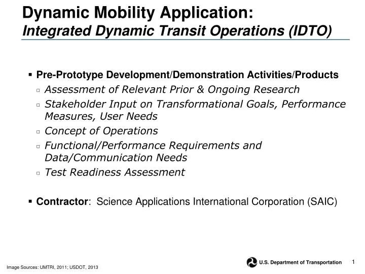 dynamic mobility application integrated dynamic transit operations idto