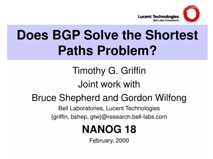does bgp solve the shortest paths problem