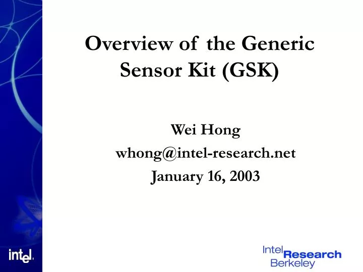 overview of the generic sensor kit gsk