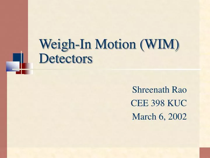 weigh in motion wim detectors