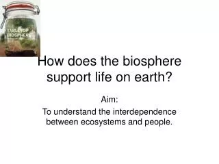 How does the biosphere support life on earth?