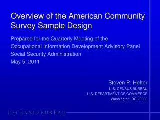 Overview of the American Community Survey Sample Design