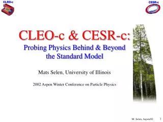 What is CESR-c &amp; CLEO-c