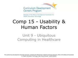 Comp 15 - Usability &amp; Human Factors