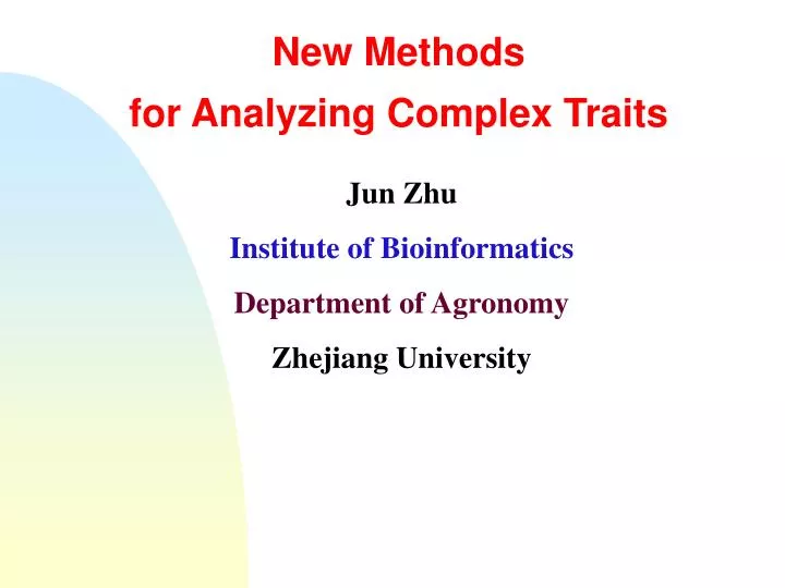 new methods for analyzing complex traits